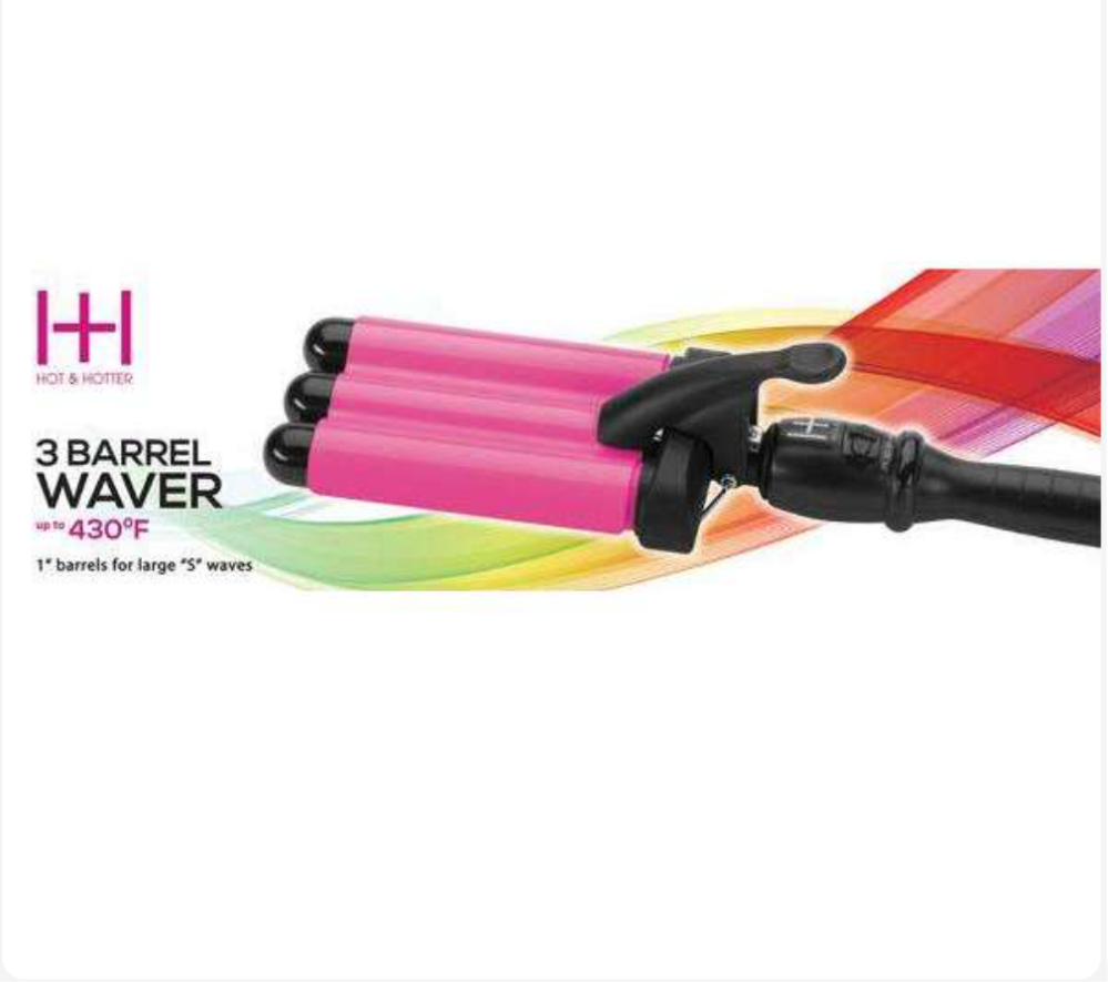 HOT & HOTTER 3 BARREL WAVER CURLING IRON 1IN, 1 COUNT HAIR CURLER, BLACK & PINK