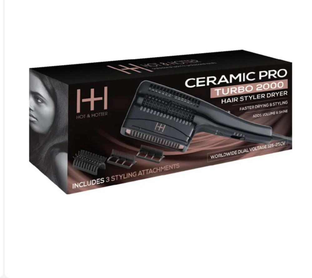 HOT & HOTTER CERAMIC PRO TURBO HAIR STYLER DRYER, 1 COUNT HATCHET HAIR DRYER, BLACK