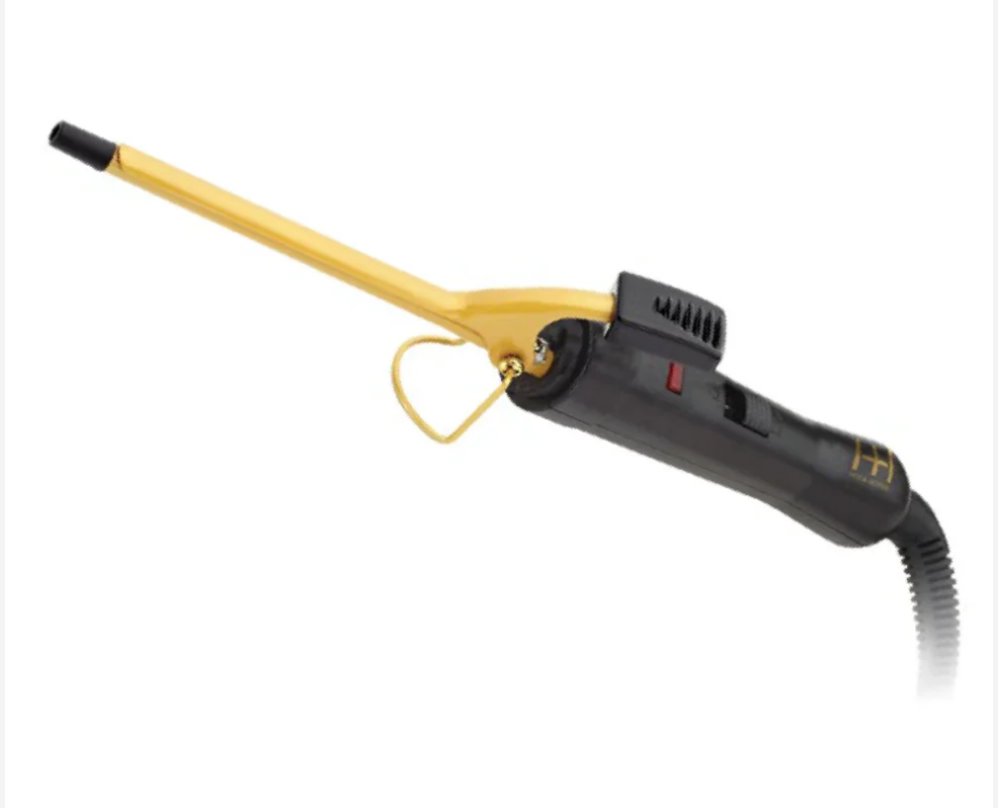HOT & HOTTER GOLD CERAMIC ELECTRIC CURLING IRON 1/4in, 1 COUNT HAIR CURLER, GOLD & BLACK