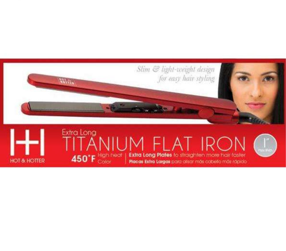 HOT & HOTTER EXTRA LONG TITANIUM FLAT IRON 1in, 1 COUNT HAIR STRAIGHTENER, RED