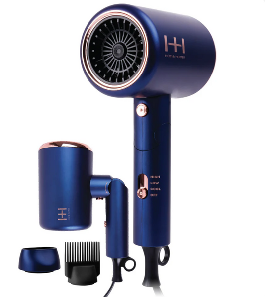 HOT & HOTTER TURBO 3500 FOLDABLE HAIR DRYER, 1 COUNT TRAVEL DRYER, BLUE