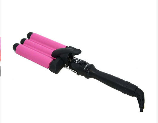 HOT & HOTTER 3 BARREL WAVER CURLING IRON 1IN, 1 COUNT HAIR CURLER, BLACK & PINK