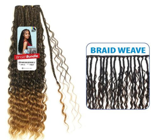 Eve Hair Deep wave Boho Box Braid Weave Bundle 22"